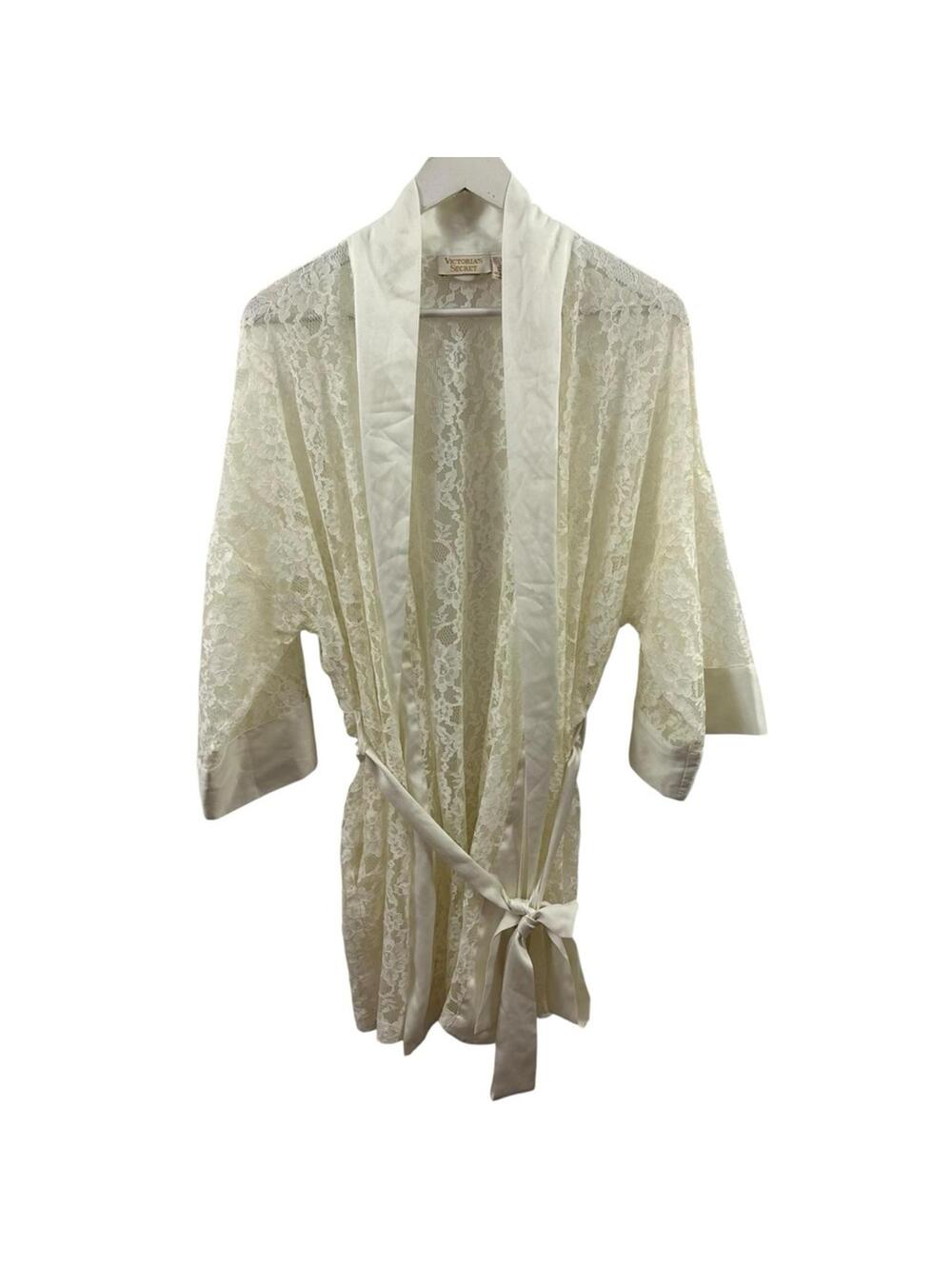 Vintage Victoria’s Secret Gold Label Off White Lace Robe One Size